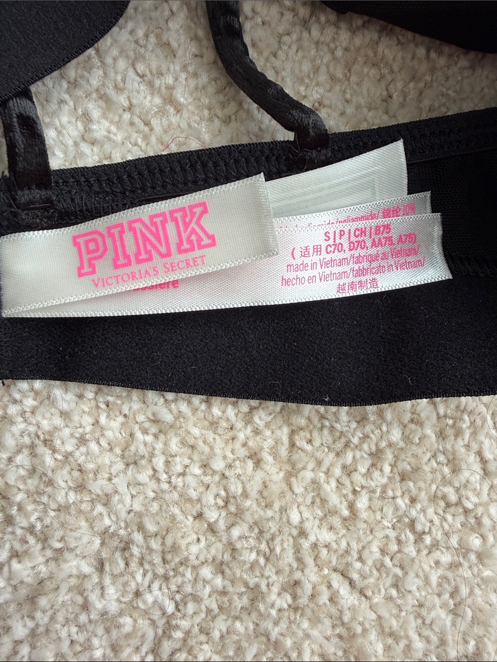 PINK Victoria's Secret Black Velvet Strappy Bralette - Picture 2 of 5
